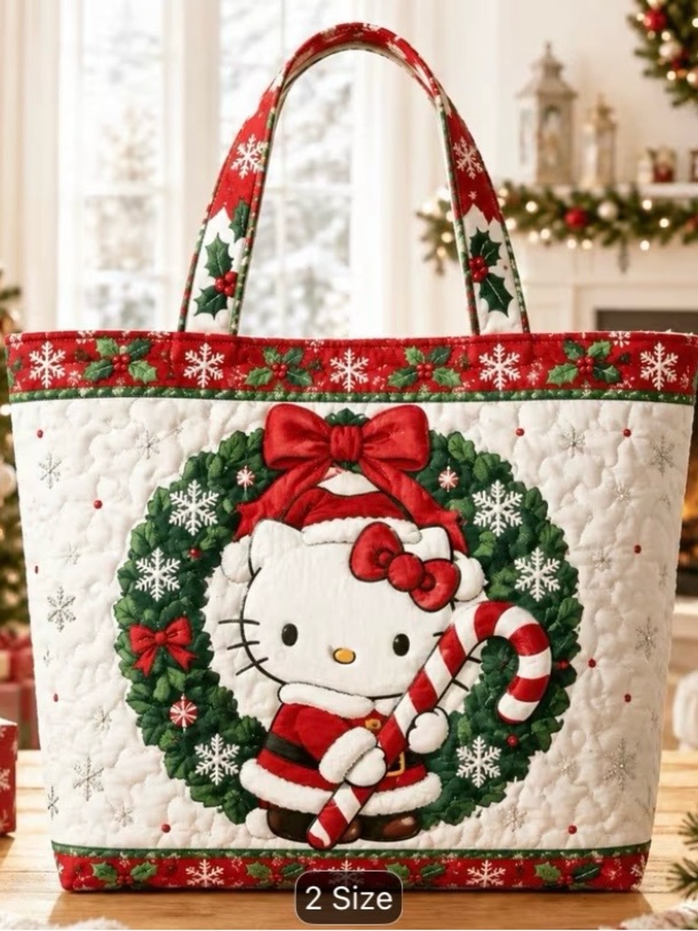 Sanrio Red and White Holiday Hello Kitty Quilted Tote